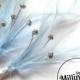 3 Light Blue Hackle Feather & Diamante / Rhinestone Wired Spray Mounts for Fascinators, Wedding Bouquets and Hat Trimming