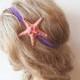 Peach Starfish Elastic Headband, Starfish Hair Accessories,  Beach Hair, Mermaid Hair, Beach Weddings, Beach Hair,