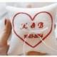 Heart Embroidered Wedding ring pillow , ring pillow, ring bearer pillow with Custom embroidery (LR6)