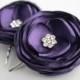 Purple Flower Hair Clips, Wedding Hair Accessories, Deep Purple Hair Clips, Plum, Eggplant Hair Flowers, Bridal Hair Pieces, Flower Girl