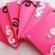 Set of 6 hot pink stationery cards and envelopes - hot pink cards - birthday party invitations - handmade stationery - wedding invites