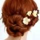 Ivory flower hair clips, wedding hair pins, floral bobby pins, bridal hair accessories