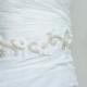 Handmade Applique Wedding Sash, Wedding Belt,  Pearl and Rhinesone Wedding Sash