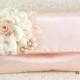 Clutch, Wedding, Bridal, Satin, Bridesmaids, Maid of Honor, Handbag, Purse, in Ivory, Cream, Peach with Pearls and Chiffon, Vintage Inspired