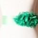 Bridal Couture - Green Chiffon Flowers Ribbon Sash Belt - Wedding Dress Sashes Belts - Forest Green