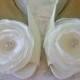 Fabric flower shoe clips ivory organza shoe clips weddings, special occassion