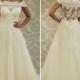 Real Image 2015 Wedding Dresses With Bateau Neck Lace Short Sleeves Appliques Tulle Chapel Length Plus Size Bridal Ball Gown Fast Shipping Online with $126.39/Piece on Hjklp88's Store 