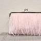 Ostrich feather clutch, blush bridal clutch, pale pink wedding purse, great gatsby, blush wedding, pink bridesmaid clutch, 1920s wedding