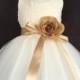 Ivory Wedding Bridal Bridesmaids Sequence Tulle Flower Girl dress Toddler 9 12 18 24 Months 2 4 6 8 10 12 14 Sash Color 24