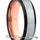 Rose Gold Tungsten Wedding Band,Tungsten Wedding Ring,Black Tungsten Ring,Anniversary Ring,Engagement Band,Comfort Fit,Grooms Band,Set