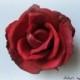 Red Real Touch Open Rose Hair Flower Clip - Wedding or Prom