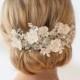 Wedding Lace Head Piece, Pearl Beaded Lace Headband, Wedding Headpiece, Wedding Hair Accessory, Ribbon Bridal Headband