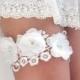Wedding Garter / Rhinestone Garter / Crystal Garter /  Garter Belt / Flower Garter : ELOINA Ivory Floral Lace Garter