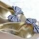 Navy Stripe Shoe Clips, Navy & White Striped Bow Shoe Clip, Nautical Clip Shoes, Nautical Wedding Accessories