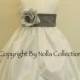 Flower Girl Dresses - IVORY with Grey Pick Up Dress (FD0PU1) - Wedding Easter Bridesmaid - For Children Toddler Kids Teen Girls