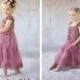 Vintage Pink Lace Girls DRESS, Ruffle dress, flower girl dress, birthday dress, baby dress, dusty rose dress, MATCHING Accessories in store