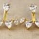 Ear Jacket earrings crystal earrings gold ear jacket diamond ear jacket Bridal ear jacket trending jewelry crystal white studs Stud earrings