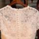 Vintage Inspired French Corded Ivory Lace Cap Sleeves Wedding Dress