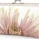 Clutch bag, silk purse, pink petals, wedding purse, flower clutch, bridesmaid gift, PINK CHRYSANTHEMUM
