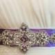 PURPLE Bridal Rhinestone Sash Wedding Crystal Belt Beaded