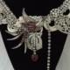 Bird Of Paradise Necklace, Rhinestone Custom Made Jewelery, Vintage Couture Bridal Choker, Collier Nuptiale