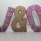 8" Free Standing Personalized Paper Mache Letters With Multicolored Wool / Yarn And Jute & Symbol, Wedding Decor, Home Decor