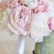 Silk Bride Bouquet Classic Peony White Cream Pink Roses (Item Number 140363) NEW ITEM - New