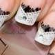 French Nail Art Tips Wrap Stickers Black Daisy inc Crystals - Easy to Apply YD809 Salon Quality - New