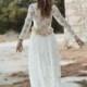Ivory Lace Bohemian Wedding Dress Long Bridal Wedding Gown Handmade by SuzannaM Designs - New