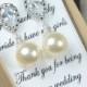 Wedding Jewelry Bridesmaid Gift Bridesmaid Jewelry Bridal Jewelry Pink/white /ivory cream Pearl Drop Earrings Cubic Zirconia Earrings