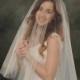 Drop Wedding Veil Elbow Circular Bridal Veil 26 front 30 back White Blusher Veil Ivory Traditional Illusion Tulle