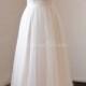Romantic ivory nude lining A line lace tulle wedding dress with illusion neckline