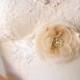 Bridal Lace and Flower Sash, Bridal Belt, Wedding Dress Sash, Flower Sash, Ivory Ribbon Sash, Champagne Bridal Sash, Caramel Bridal Sash