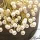 12 Stems 6mm Ivory on Gold Wired Pearls  (For Millinery, Wedding Bouquets)