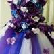 Flower Girl Dress, Tutu Dress, Photo Prop, in Purple Blue and Ivory, Flower Top, Tutu Dress