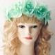 Mint Flowers Tiara Crown Headband - Woodland Wedding Bridal Floral Headpiece Hairpiece