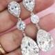 Paulette - Silver Swarovski Teardrop Crystal Earrings, Bridesmaid, Bridal Wedding Jewelry, Swarovski Crystal Drops, Cubic Zirconia Earrings