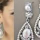 Bridal Drop Earrings, Bridal Earrings with Pearl, Wedding Crystal Earrings, Pearl Earrings, Bridal Jewelry, Large Ivory Pearl Rhinestone