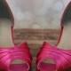 Custom Wedding Shoes -- Fuschia Kitten Heel Peep Toe Wedding Shoes