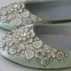 Spring Garden Bridal Ballet Flats Wedding Shoes - Any Size - Pick your own shoe color and crystal color