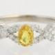 Yellow Sapphire & Diamond Anniversary Ring - 18k White Gold Engagement .92ctw F8083