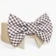 Gingham Dog Bow Tie- Shirt and Bow Tie Collar-  Wedding Dog Tie- Brown Gingham