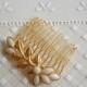 Gold Hair Comb With Ivory Pearls - Bridal hair accessories -  Wedding Hair Jewelry - Wedding Hair Comb - Leaf Hair Comb - bridal head piece