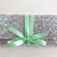 Silver and mint sequin clutch // bridesmaid clutch // wedding bags // the ALEXIS envelope bow clutch