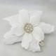 White Flower embroidered flower hair clip
