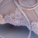 Petitie Silver Grey White Embroidered Bridal Lace Wedding Ring Bearer Pillow