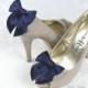 Navy Shoe Clips, Navy Blue Bow Shoes Clip, Dark Blue Wedding Shoe Clip, Nautical Wedding