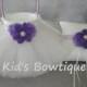 CUSTOM LISTING: 2 Wedding Flower Girl Tutu Baskets and 1 Matching Ring Bearer Pillow-  Purple/Lavender Flowers
