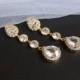 GOLD Teardrop Crystal Earrings, Crystal Teardrop Bridal Earrings, Clip on Earring Version,  Bridal Jewelry, Wedding Jewelry