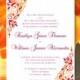 Printable Wedding Invitation "Gianna" Sangria and Orange Template Tropical, Beach or Hawaiian Theme All Colors Av. Word Doc.DIY You Print